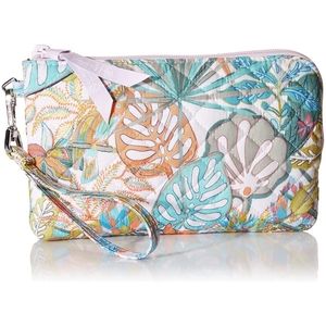 Vera Bradley Recycled Cotton Wristlet with RFID protection Rainforest Canopy